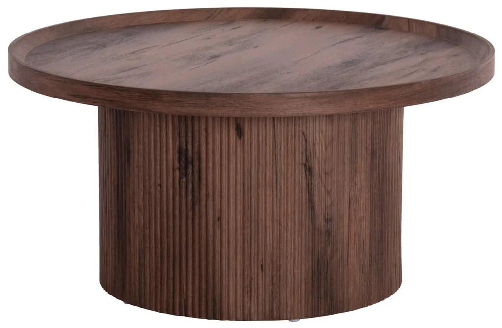 Τραπεζάκι σαλονιού MARGON C18026 MDF σε Σκούρο Καφέ Ξύλο Φ80x40,5Υεκ. 80x80x40.5 εκ.