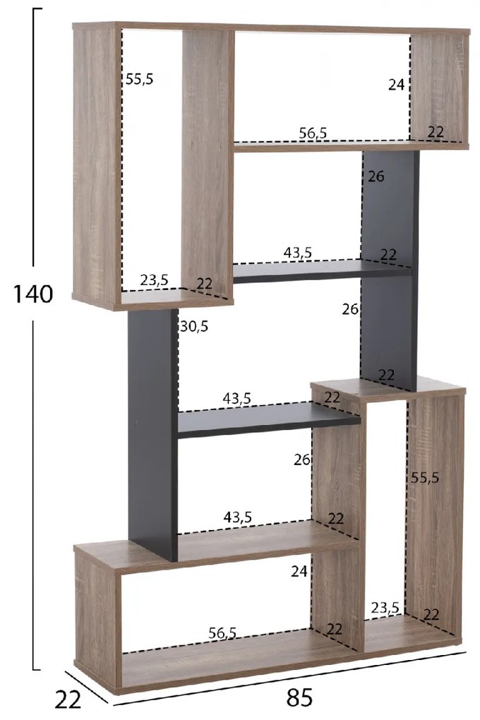 ΒΙΒΛΙΟΘΗΚΗ SHAY HM8768.02 85X22X140 ΓΚΡΙ