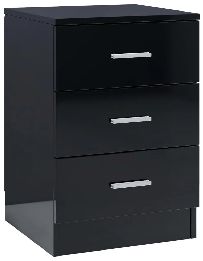vidaXL Κομοδίνα 2 τεμ. Γυαλιστερό Μαύρο 38x35x56 εκ. από Μοριοσανίδα