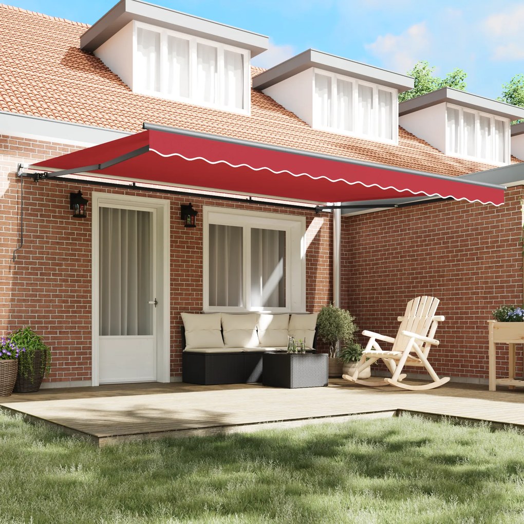vidaXL Χειροκίνητη Σκιά Κόκκινη 450x300 cm