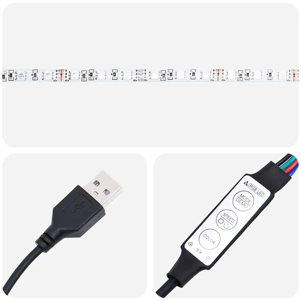 Έπιπλο Τηλεόρασης με LED Καπνιστή Δρυς 193,5x41x50 εκ. - Καφέ