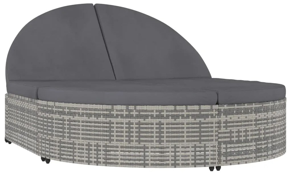 vidaXL Ξαπλώστρα 2 Ατόμων Γκρι από Συνθετικό Ρατάν με Μαξιλάρια