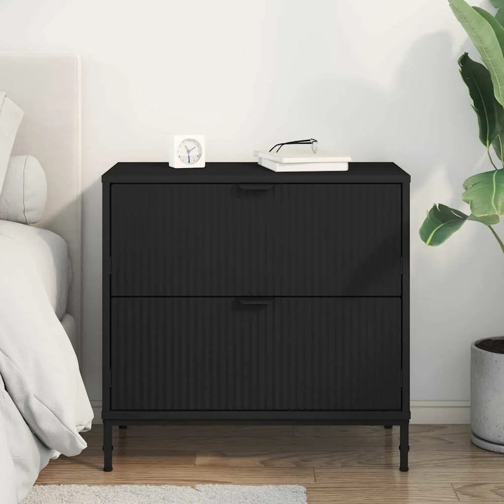 vidaXL Κομοδίνο με συρτάρι Μαύρο 63.5 x 36 x 61 εκ Επεξεργασμένο ξύλο