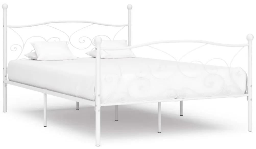 Πλαίσιο Κρεβατιού με Τελάρο Λευκό 160 x 200 εκ. Μεταλλικό - Λευκό