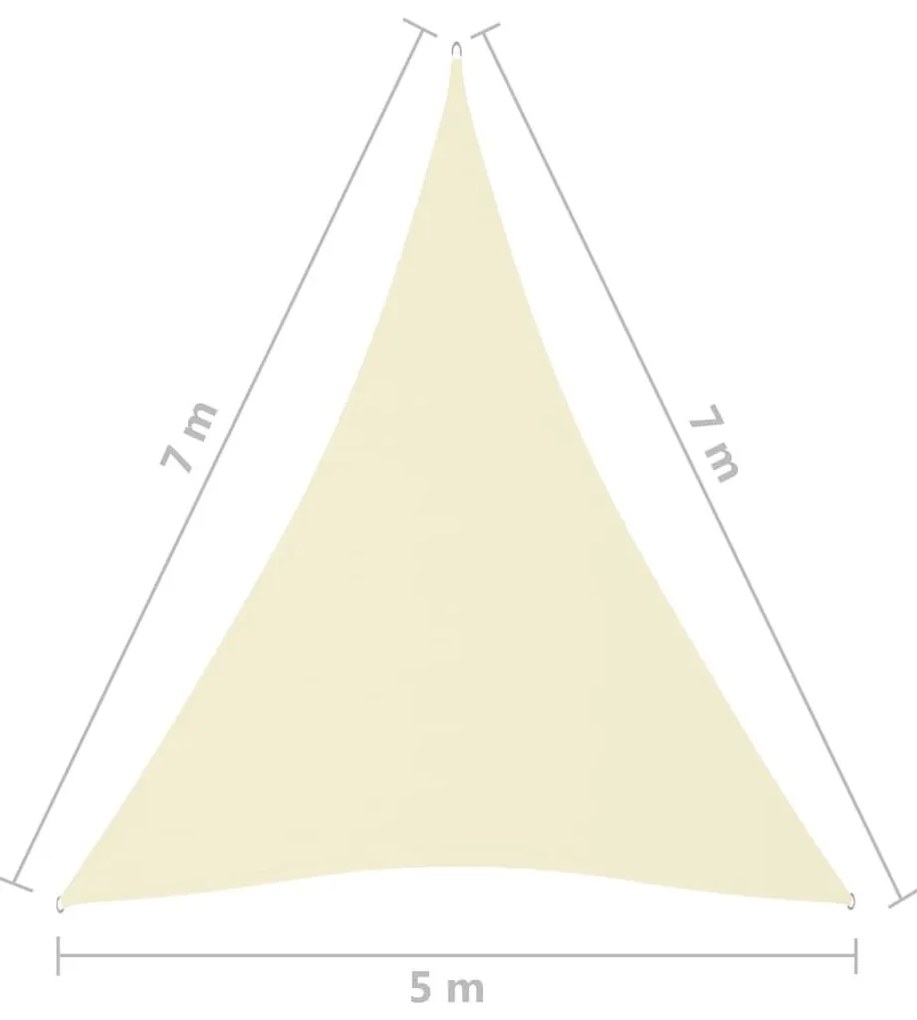 Πανί Σκίασης Τρίγωνο Κρεμ 5 x 7 x 7 μ. από Ύφασμα Oxford - Κρεμ