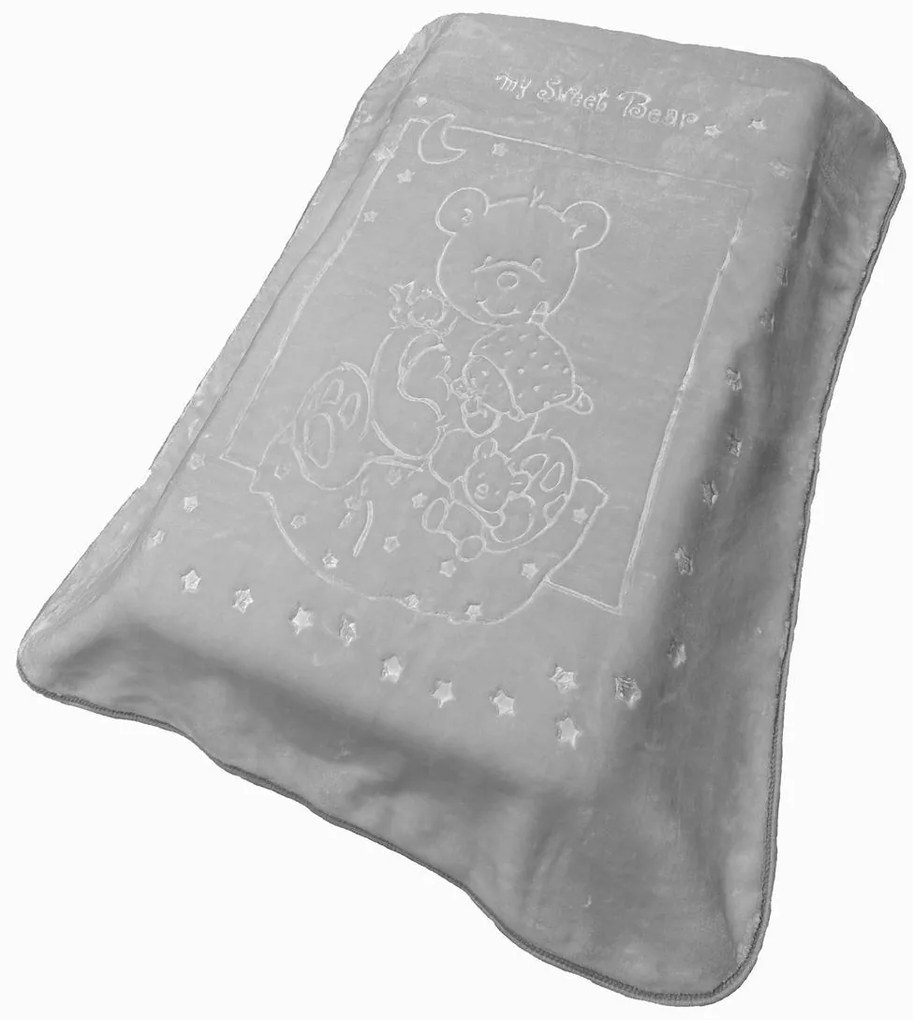 ΚΟΥΒΕΡΤΑ ΒΕΛΟΥΤΕ ΑΝΑΓΛΥΦΗ ΠΟΛΥΤΕΛΕΙΑΣ bebe Sweet Bear 13 110X140 Light Grey 100% Polyester