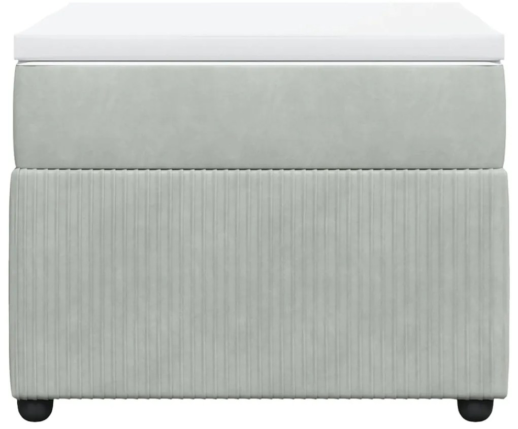 vidaXL Κρεβάτι Boxspring με Στρώμα Ανοιχτό Γκρι 90x190 εκ. Βελούδινο