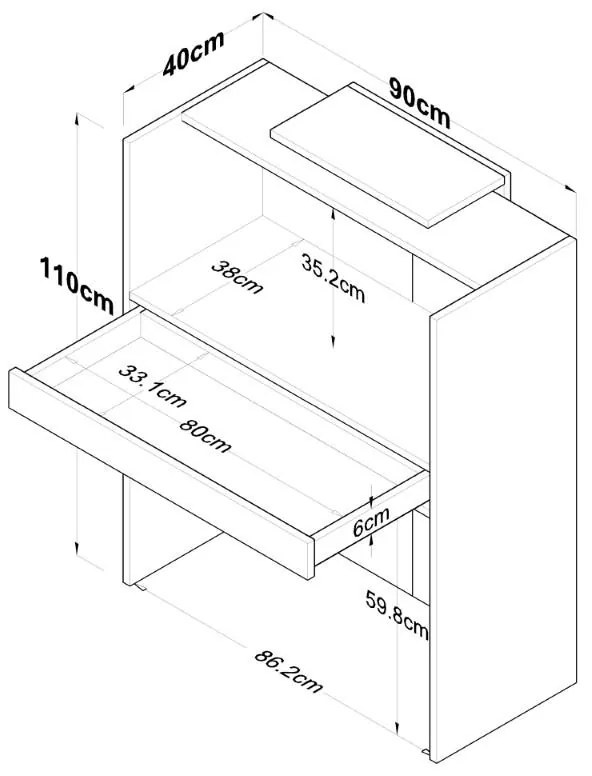 Γραφείο reception Zowel μελαμίνης φυσικό-μαύρο μαρμάρου 90x40x110εκ 90x40x110 εκ.