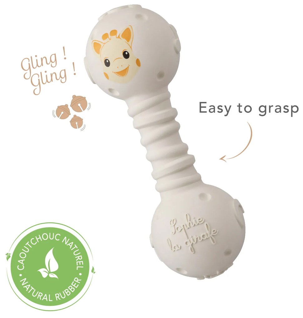 Κουδουνίστρα και μασητικό από 100% φυσικό καουτσούκ Sophie La Girafe