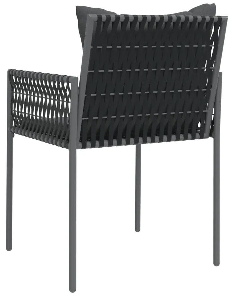 vidaXL Καρέκλες Κήπου 2 τεμ. Μαύρο 54x61x83 εκ Συνθ. Ρατάν &amp; Μαξιλάρια