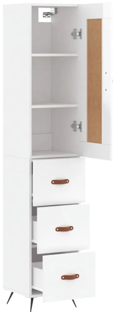 vidaXL Ντουλάπι Γυαλ. Λευκό 34,5 x 34 x 180 εκ. από Επεξεργασμένο Ξύλο