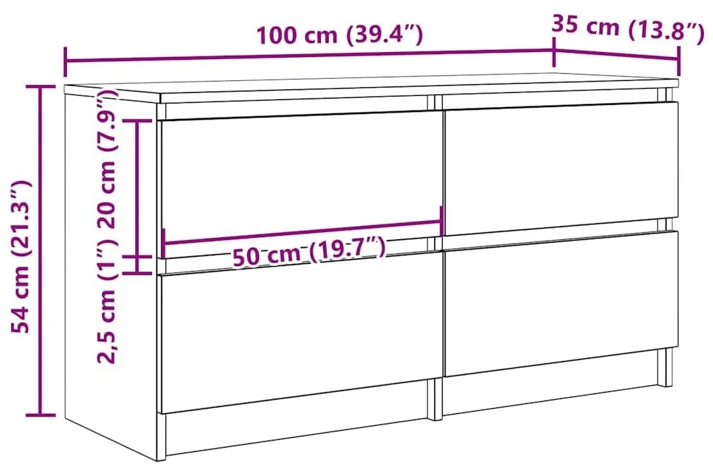 ντουλάπι τηλεόρασης Μαύρο 100x35x54 cm Κατασκευασμένο ξύλο - Μαύρο