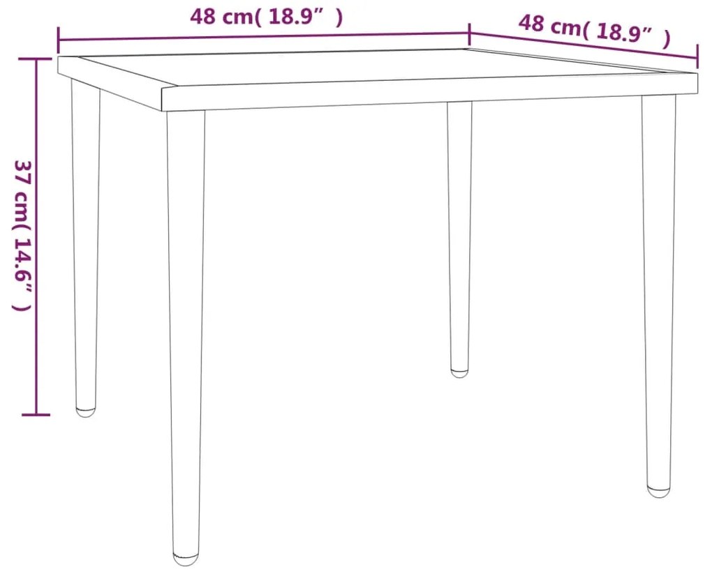 vidaXL Τραπέζι Κήπου Γκρι 48x48x37 εκ. Ατσάλινο