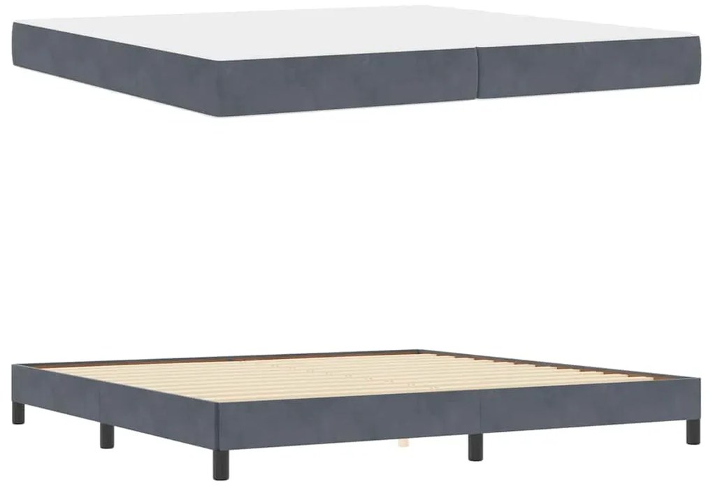 vidaXL Κρεβάτι box spring με στρώμα Σκούρο Γκρι 200 x 200 cm Βελούδο