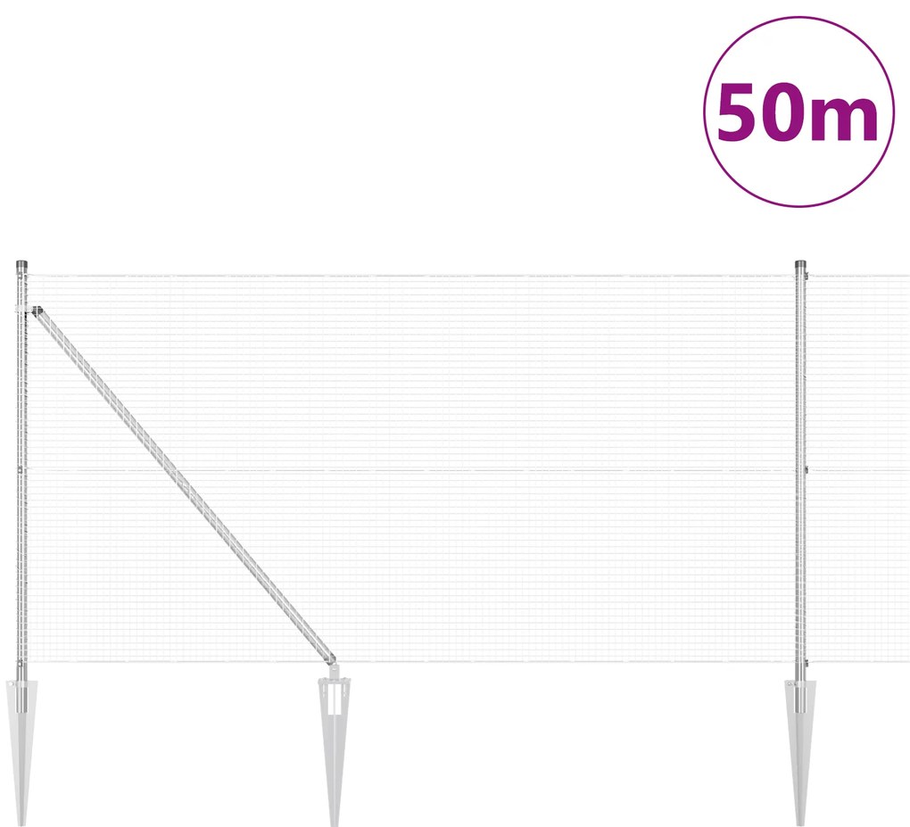 vidaXL Συρματόπλεγμα με 13 Στήλες Βίδας 1x100 μ Γαλβανισμένος Χάλυβας