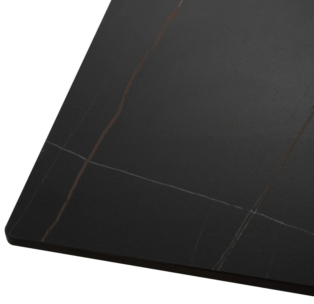 ΤΡΑΠΕΖΙ ΤΡΑΠΕΖΑΡΙΑΣ SYNTEC SINTERED STONE ΜΑΥΡΟ ΜΕΤΑΛΛΙΚΑ ΠΟΔΙΑ 160x90x75Y εκ.