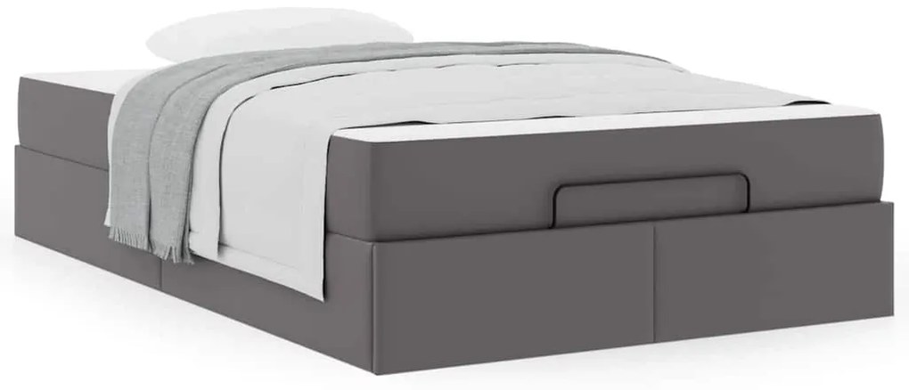 vidaXL Σκελετός κρεβατιού με στρώμα Γκρι 120 x 200 cm Τεχνητό δέρμα