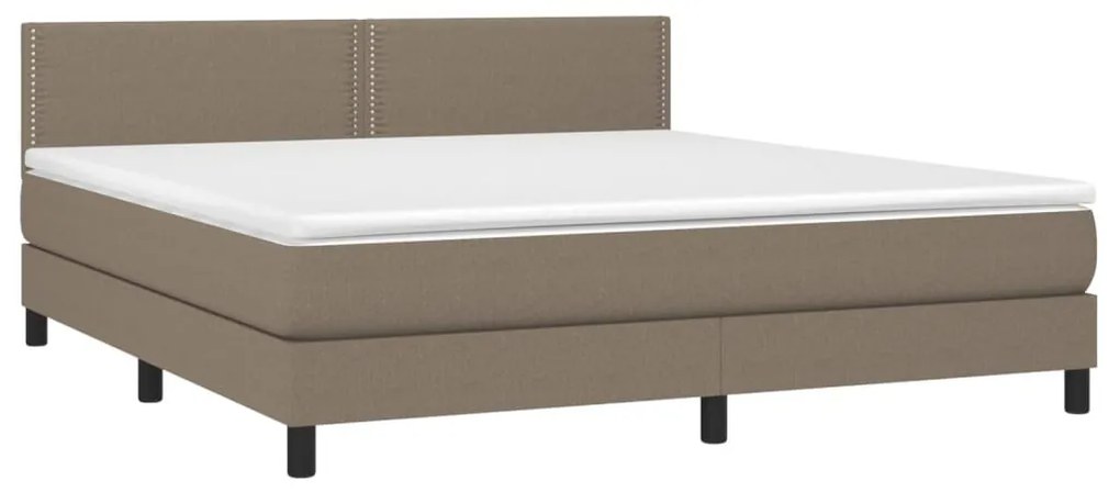 Κρεβάτι Boxspring με Στρώμα Taupe 180x200 εκ. Υφασμάτινο - Μπεζ-Γκρι