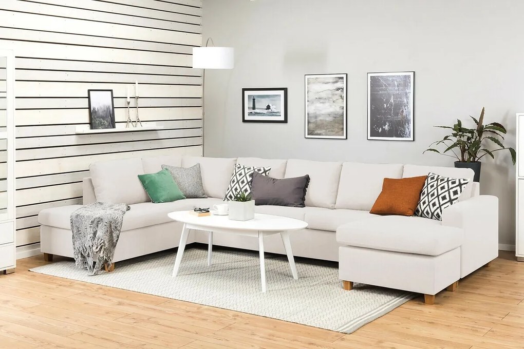Γωνιακός Καναπές Scandinavian Choice C161, Ανοιχτό καφέ, 344x199x80cm