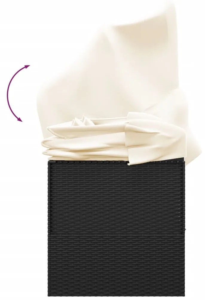 vidaXL Καναπές Εξωτερικού Χώρου Μαύρο Συνθετικό Ρατάν Οροφή&amp;Μαξιλάρια