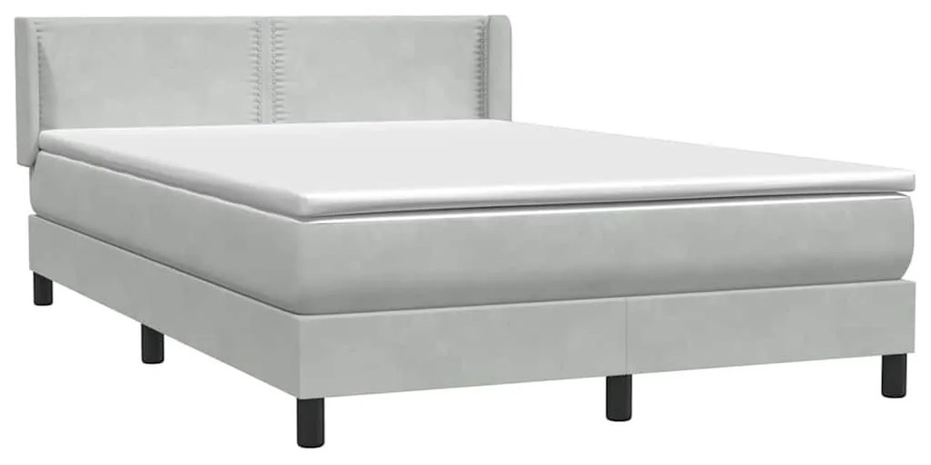 Κρεβάτι Boxspring με Στρώμα Ανοιχτό Γκρι 140x210 εκ. Βελούδινο - Γκρι