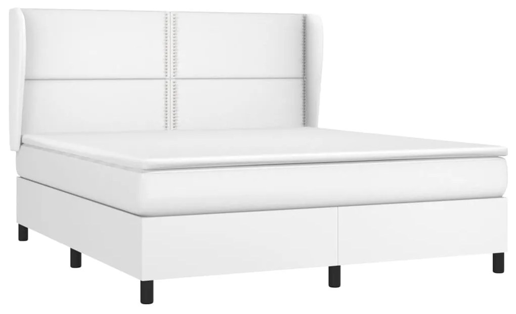 vidaXL Κρεβάτι Boxspring με Στρώμα Λευκό 180x200 εκ. Συνθετικό Δέρμα