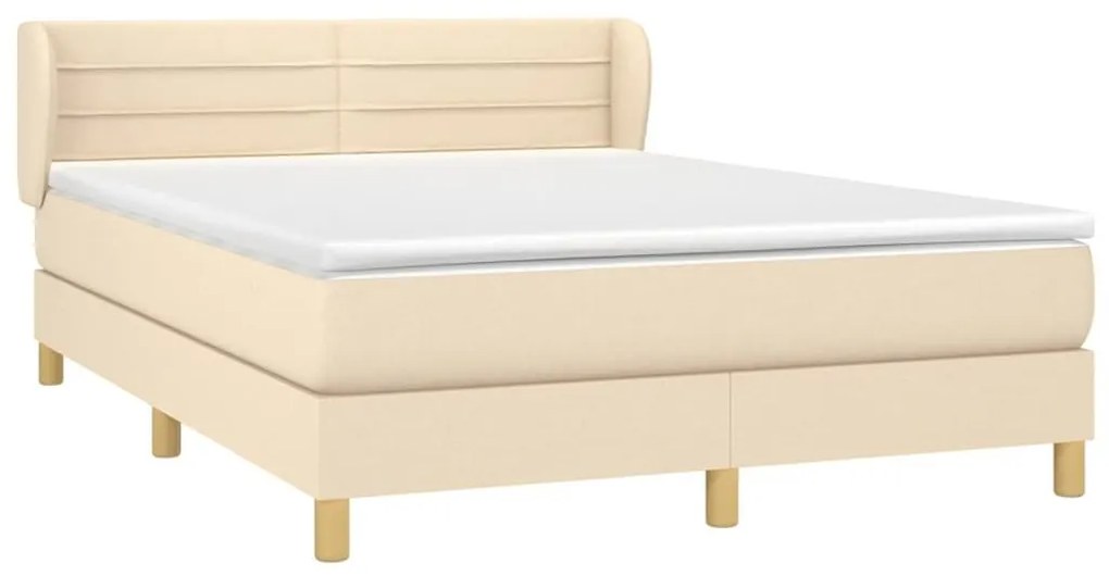 Κρεβάτι Boxspring με Στρώμα Κρεμ 140x200 εκ. Υφασμάτινο - Κρεμ