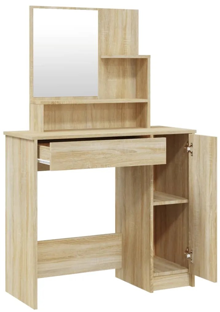 vidaXL Μπουντουάρ με Καθρέφτη Sonoma Δρυς 86,5x35x136 εκ.