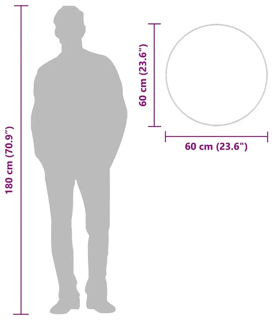 vidaXL Καθρέφτης Τοίχου Στρογγυλός Μαύρος Ø 60 εκ.