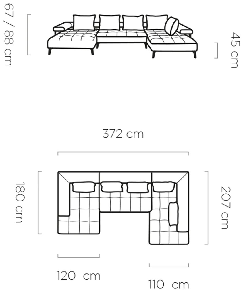 Γωνιακός καναπές Model Plus-Gkri-Αριστερή