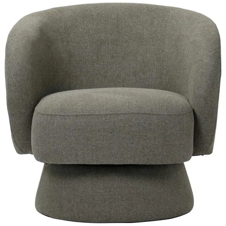 Πολυθρόνα περιστρεφόμενη Kreslo pakoworld ύφασμα σε χακί απόχρωση 78x81x77εκ