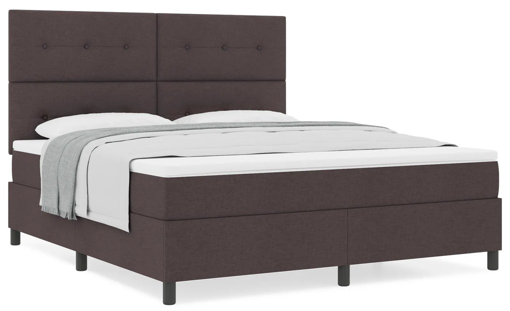 vidaXL Κρεβάτι Box Spring με Στρώμα Σκούρο Καφέ Σούπερ Κινγκ Ύφασμα