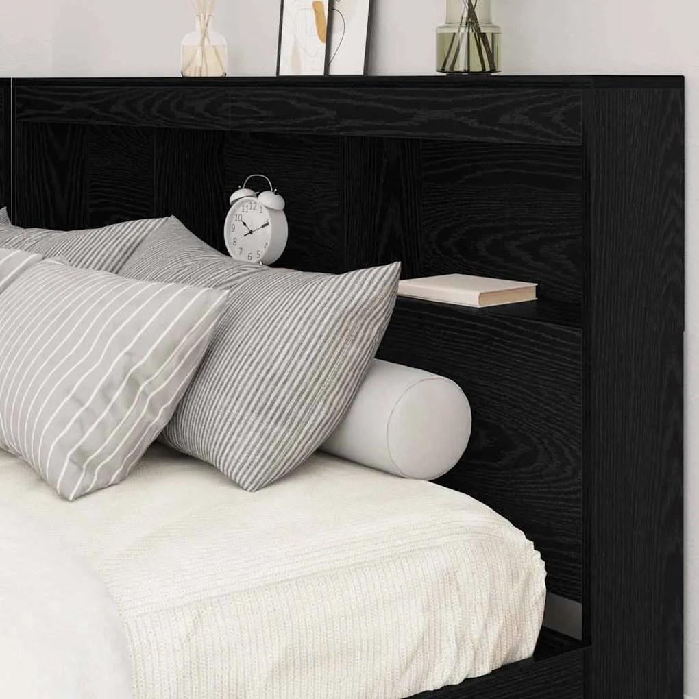 vidaXL Κεφαλάρι Αποθήκης με ράφι Μαύρη δρυς 140 cm Επεξεργασμένο ξύλο