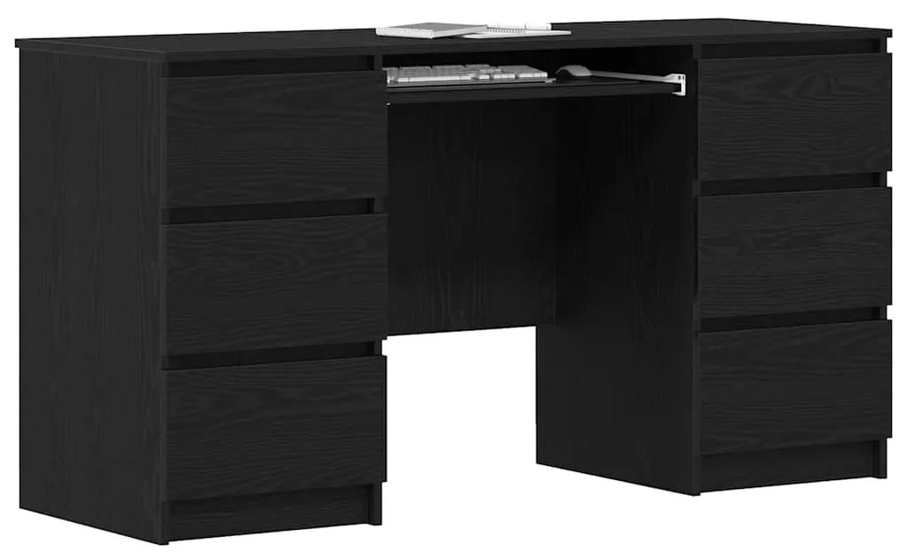 vidaXL Γραφείο Μαύρη δρυς 140 x 50 x 76 εκ. Επεξεργασμένο ξύλο