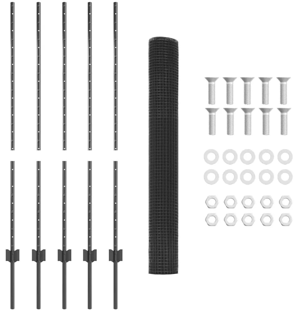 vidaXL Τεντώτο με στήριγμα Γκρι 1,2 x 10 m Χάλυβας και PVC