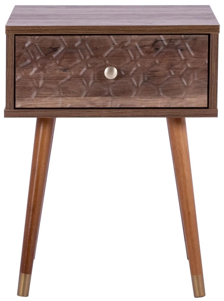 Τραπεζάκι σαλονιού - Βοηθητικό SHANICE με Ανάγλυφη Υφή Καρυδί 39x39x52Υ εκ. 39x39x52 εκ.