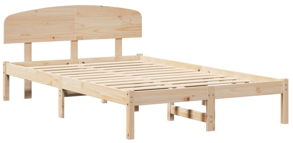 vidaXL Κρεβάτι με Κεφαλάρι 135x190 cm Μασίφ ξύλο πεύκου