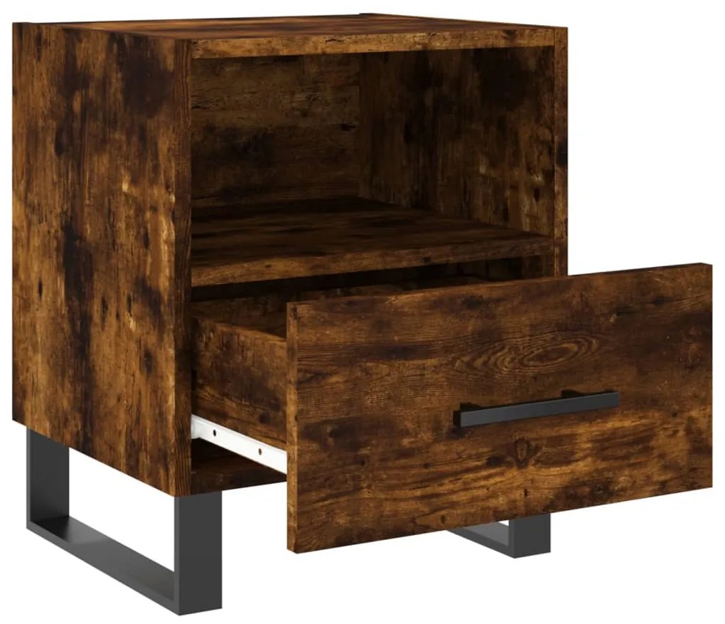 vidaXL Κομοδίνα 2 τεμ. Καπνιστή Δρυς 40 x 35 x 47,5 εκ. Επεξεργ. Ξύλο