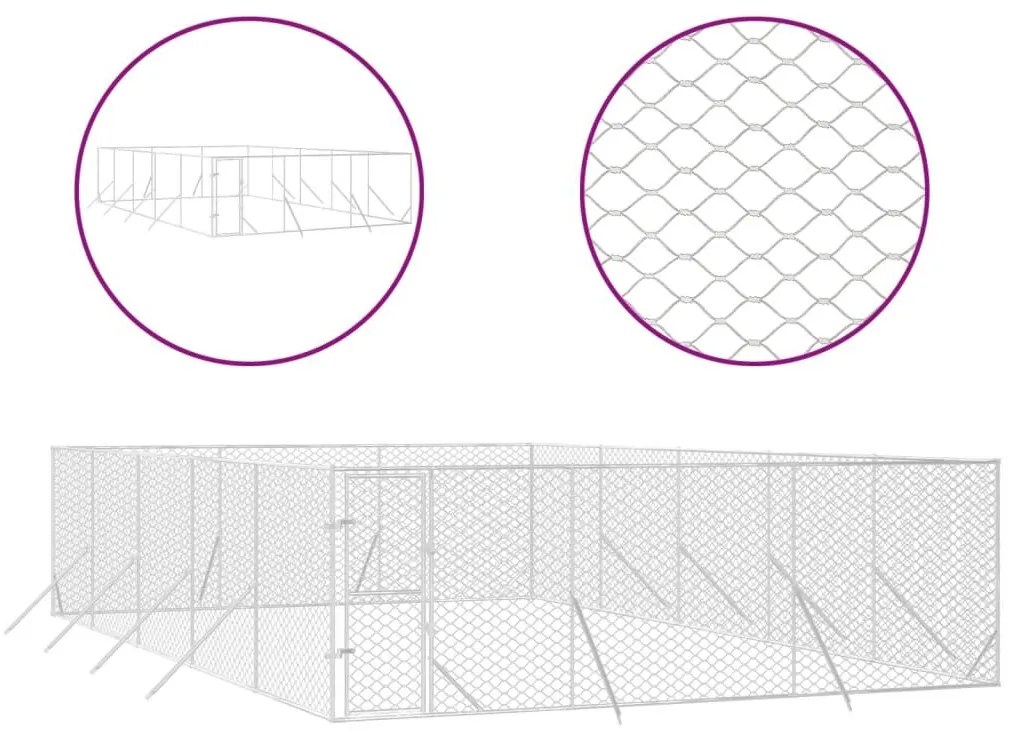Κλουβί Σκύλου Εξωτερ. Χώρου Ασημί 6x10x2 μ. από Γαλβαν. Ατσάλι - Ασήμι