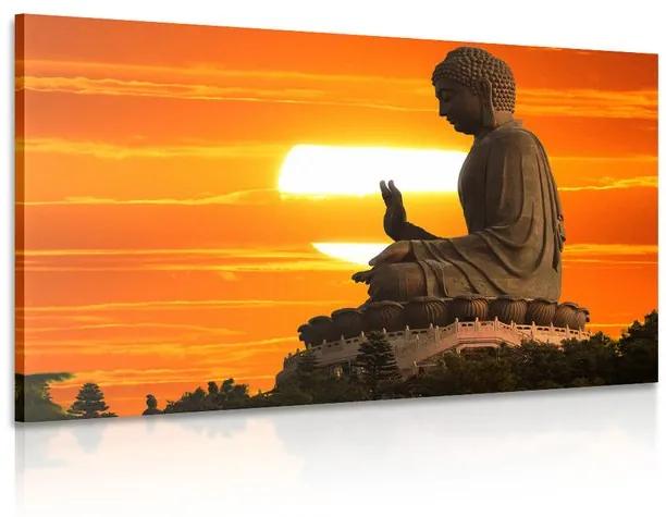 Εικόνα του αγάλματος του Βούδα στο ηλιοβασίλεμα - 60x40