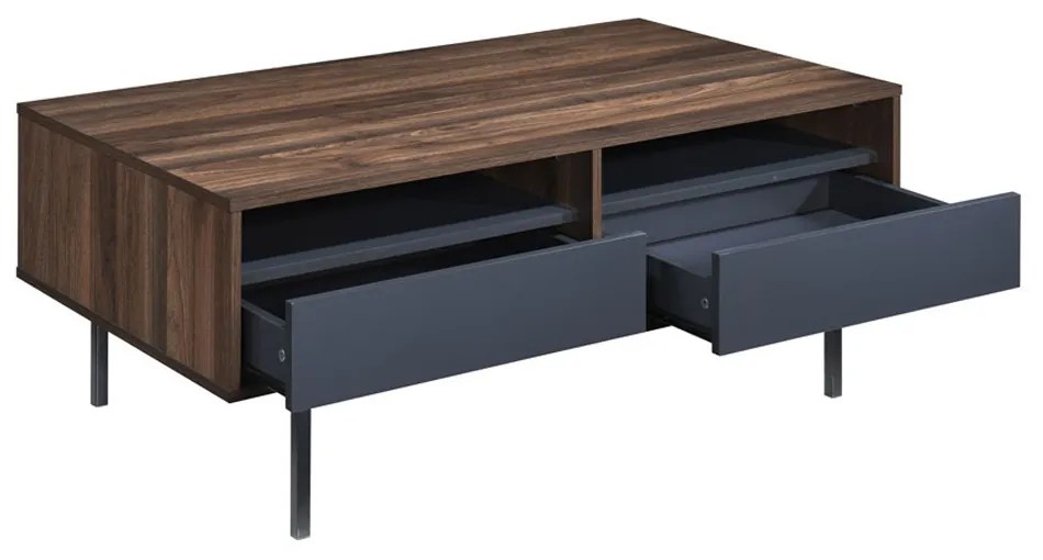 GROOVES COFFEE TABLE 2ΣΥΡΤΑΡΙΑ WOTAN OAK ΓΚΡΙ 110x60xH45cm - 04-0893 - 04-0893