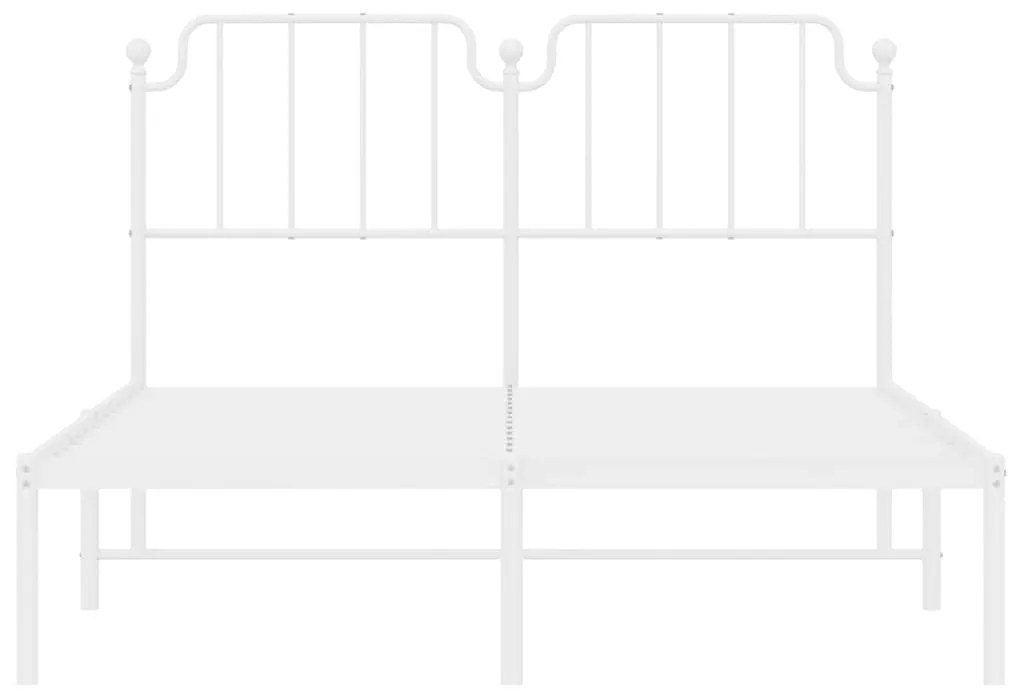 vidaXL Πλαίσιο Κρεβατιού με Κεφαλάρι Λευκό 135 x 190 εκ. Μεταλλικό