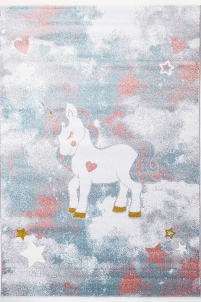 Χαλί Kiddie Unicorn 3-B805AX6 Pink-Grey Ezzo 133X190cm
