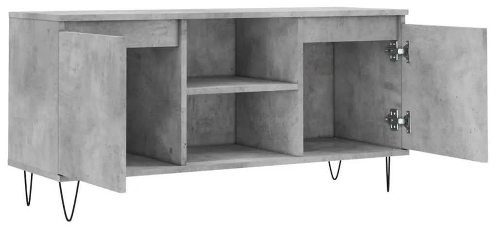 vidaXL Έπιπλο Τηλεόρασης Γκρι Σκυροδ. 104 x 35 x 50 εκ. Επεξεργ. Ξύλο