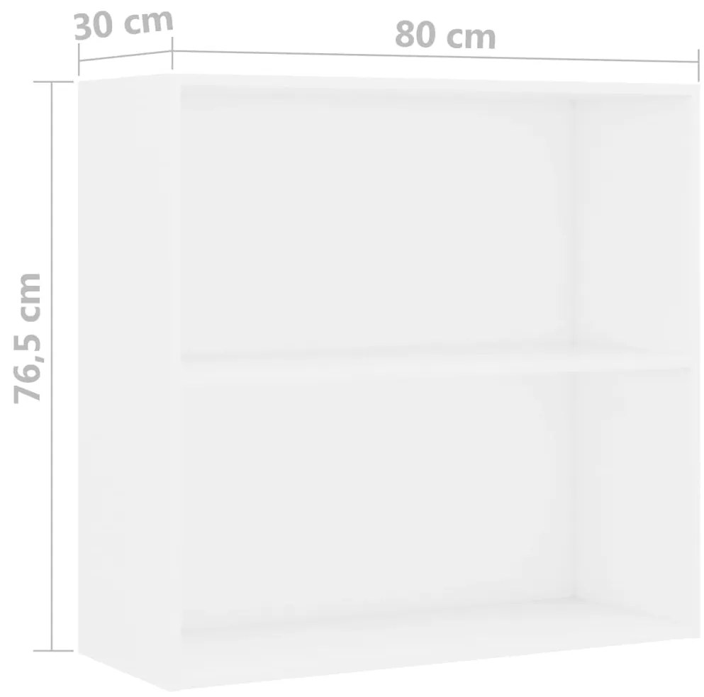 vidaXL Βιβλιοθήκη με 2 Ράφια Λευκή 80x30x76,5 εκ. από Επεξ. Ξύλο