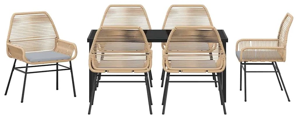 vidaXL Σέτ φαγητού για κήπο 7 pcs Καφέ συνθετικό ρατάν