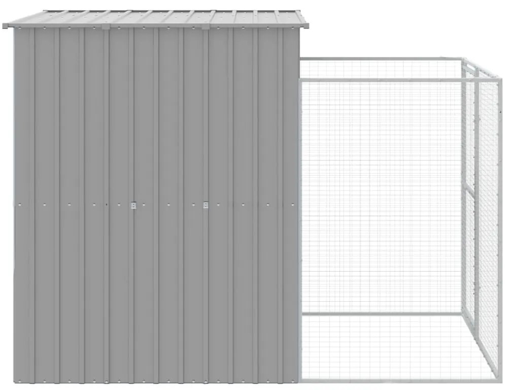 vidaXL Σπιτάκι Σκύλου με Αυλή Αν. Γκρι 165x251x181 εκ Γαλβαν. Χάλυβας