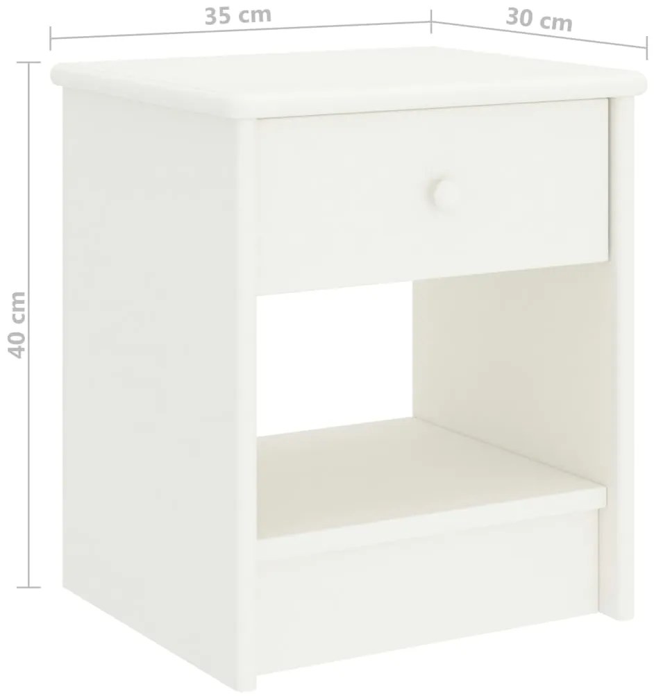 vidaXL Κομοδίνο Λευκό 35 x 30 x 40 εκ. Μασίφ Ξύλο Πεύκου