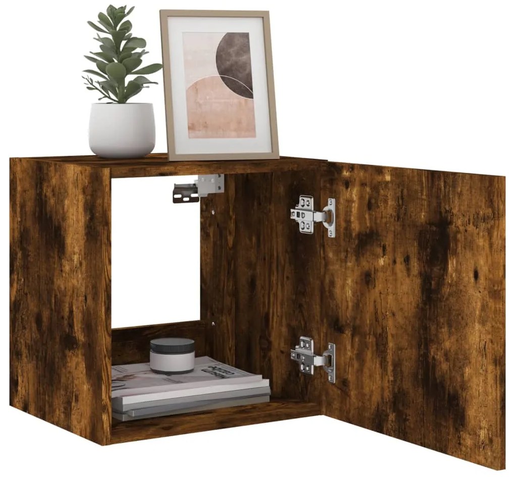 vidaXL Έπιπλο Τοίχου Τηλεόρασης με LED Καπνιστή Δρυς 40,5x35x40 εκ.