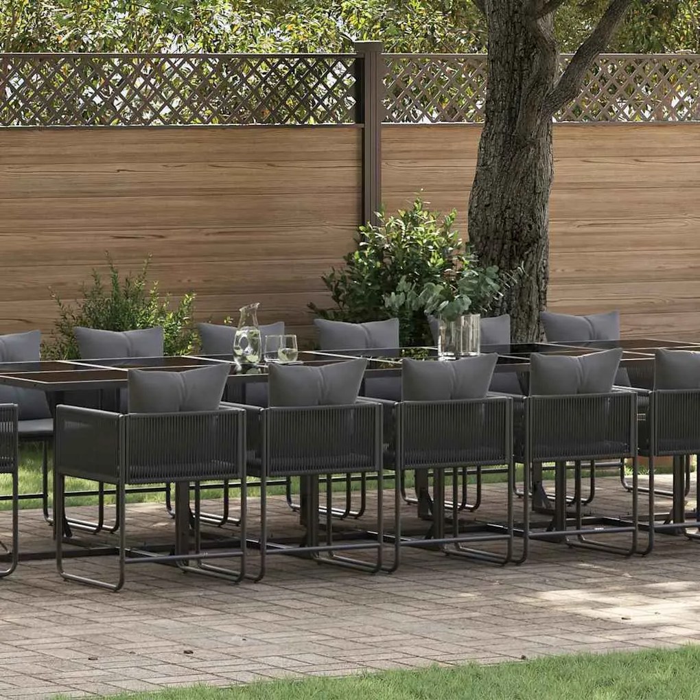 vidaXL Σέτ φαγητού για κήπο 17 pcs Μαύρο Ατσάλι